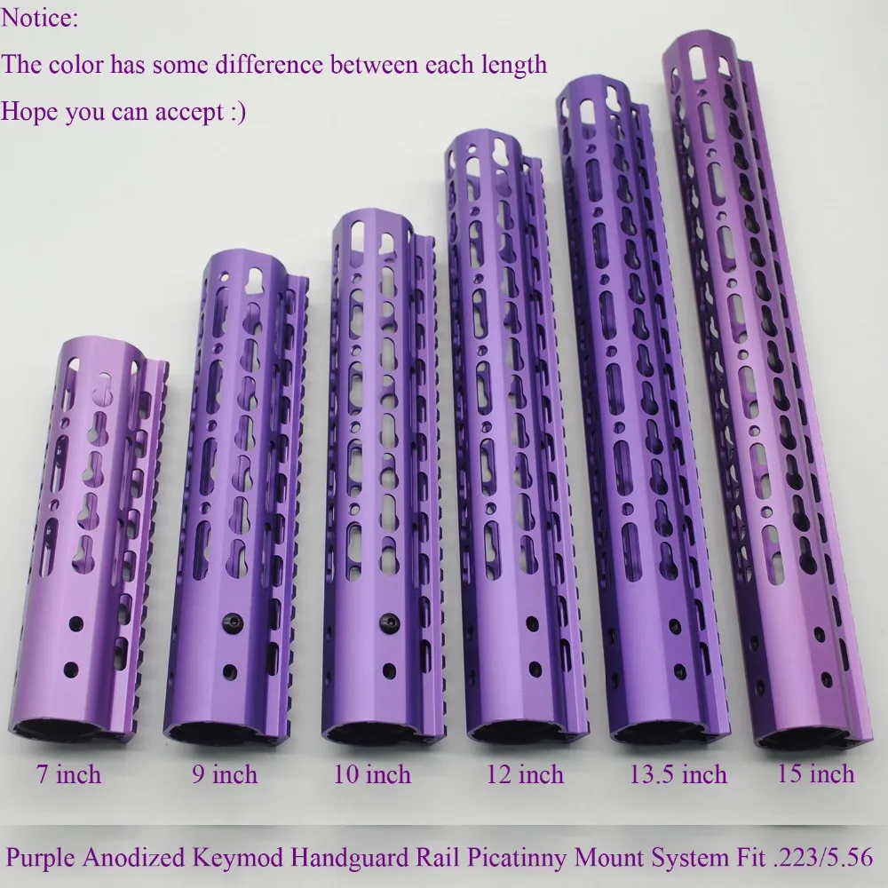 

TriRock 7''9''10''12''13.5'15" inch Ultralight Keymod Handguard Free Float Picatinny Mount System_Unique Purple Anodized