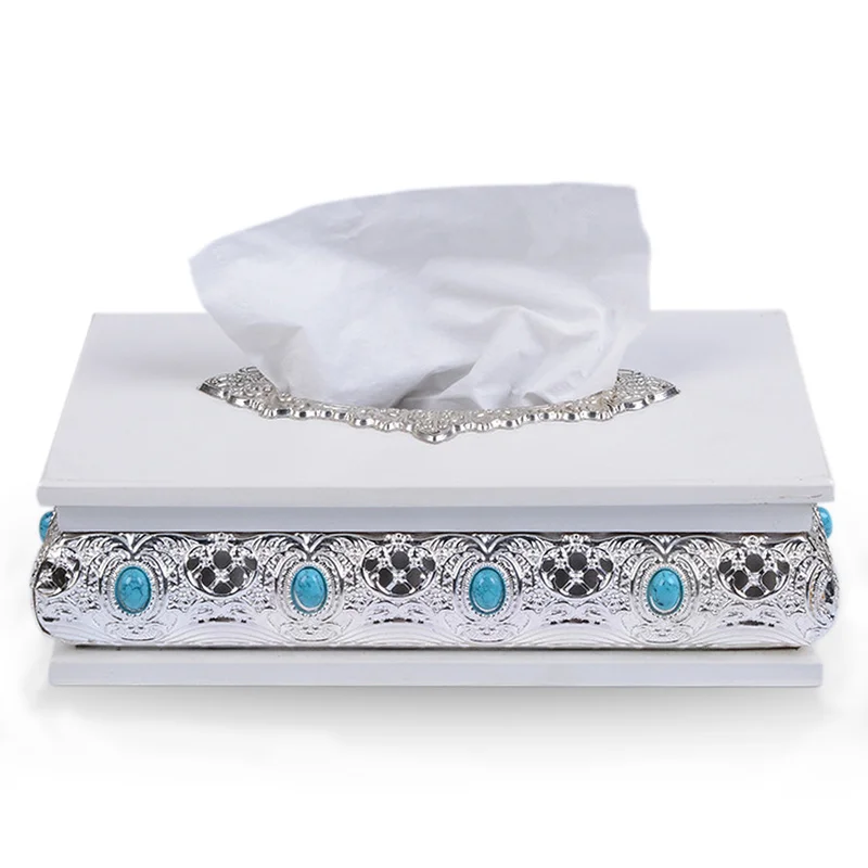 

A1 High-grade silver gold tissue box metal paper tray napkin storage box car tissue box holder wx11081134