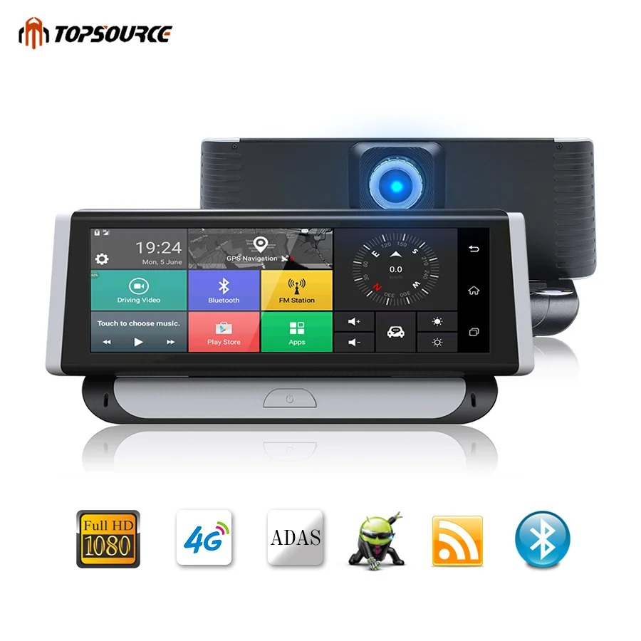 TOPSOURCE 6,86 дюймов DVR 4G ADAS Автомобильная камера gps навигация HD 1080P Android 5,1 видео рекордер Bluetooth 1G ram двойная камера объектива