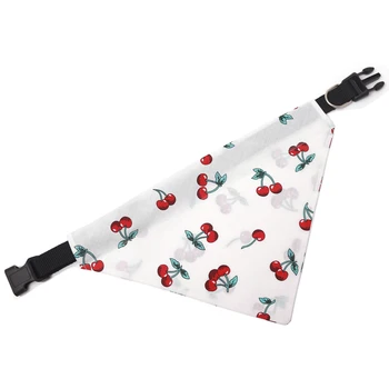 

Cherry Print S-XL Adjustable Dog Bandana Collars Puppy Cat Scarf Dog Bib Neckerchief Pet Accessories for Small Medium Large Dogs