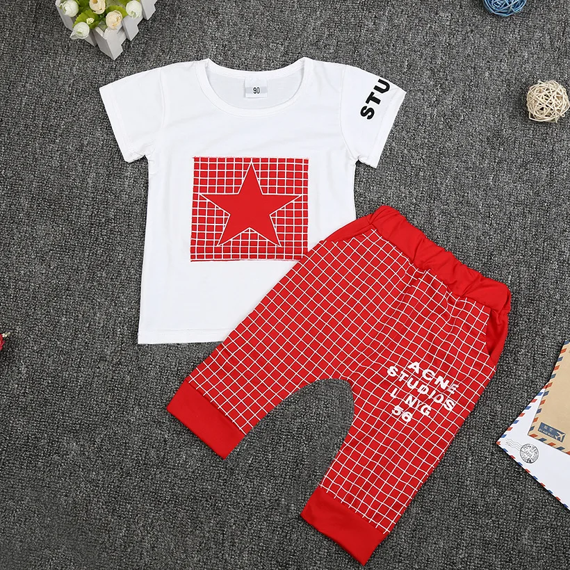 

Clothes Boys Sets Summer Children Clothing Sets Baby Boy Short Sleeve Star T-Shirt+pants Cotton Clothes Suit Newborn Sport Suits