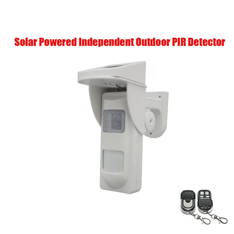 Standalone Outdoor Solar Powered Infrared Passive PIR Alarm Detector Sensor w Sound&Flash Reminder