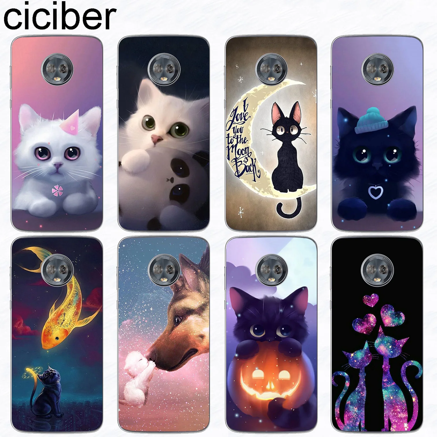 

ciciber For Motorola Moto C Z2 Z3 ONE P30 G4 G5 G5S G6 E3 E4 E5 Play Plus Power M X4 Soft TPU Phone Cases Cute kitten Cat Fundas