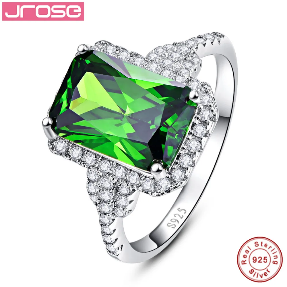 Jrose 6.85ct Nano русские зеленые кольца модные женские подарочные 100% 925 Твердые