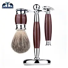Grandslam 3in1 Комплект безопасной бритвы Набор кисточек для бритья Pure Badger Держатель для бритья+ 10 штук бесплатных клинков
