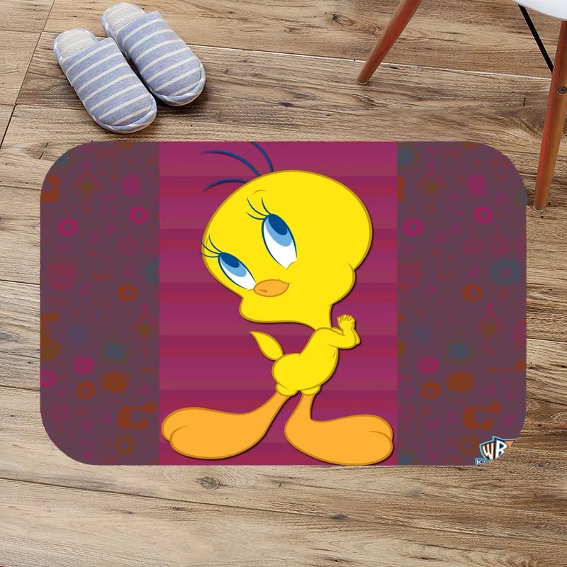 

Bath Mats Tweety Bird Anti Slip Bathroom Mat Suede Floor Bath Mat Washable Toilet Rugs Custom Kitchen Carpet