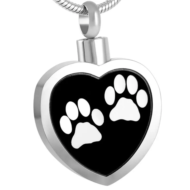 COCO Park Paw Print Urn Necklace - Stainless Steel Cremation Jewelry For Pet Ashes Memorial - View #2