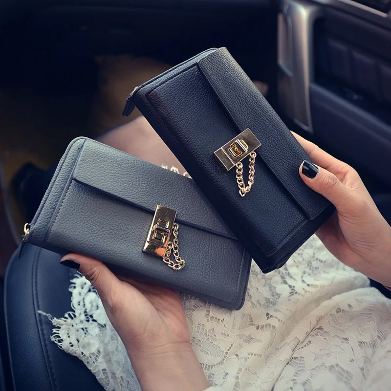 2016 New Long Women Wallet Lock Design Fashion Purpse Multi function