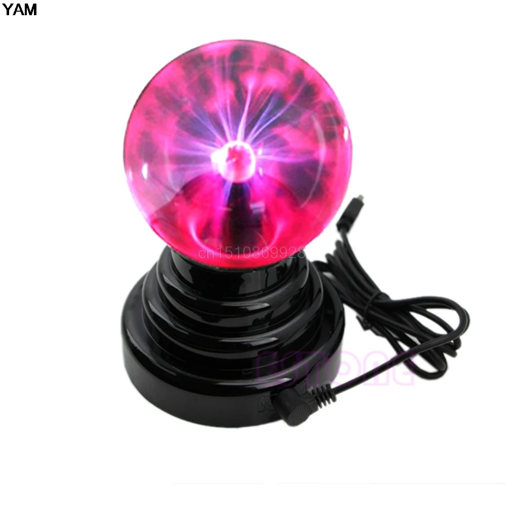 USB Magic Black Base Glass Plasma Ball Sphere Lightning Party Lamp Light