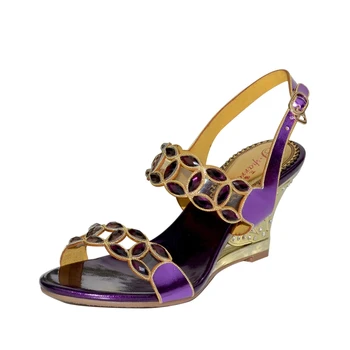 

Christia Bella Ladies Wedge Heels Large Size Women Sandals Rhinestones High Hee;s Buckle Shoes Formal Party Shoes for Ladies