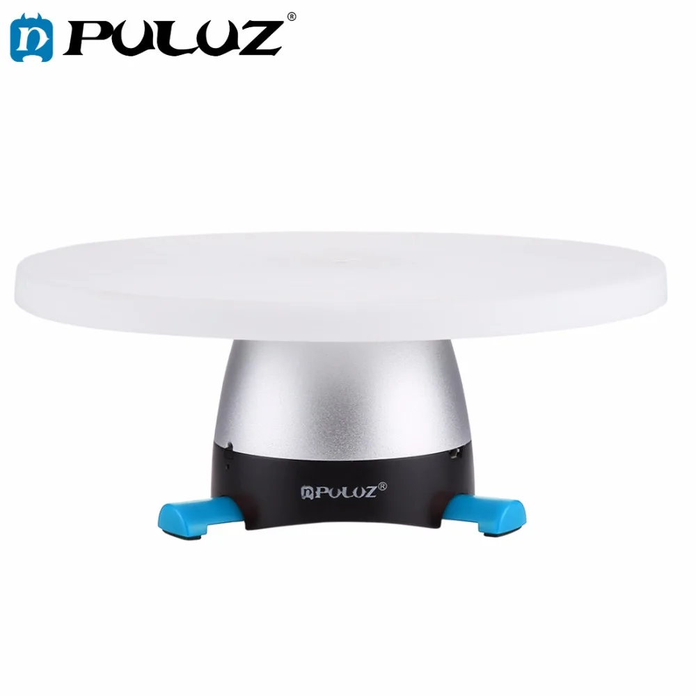 PULUZ Electronic 360 Degree Rotation Panoramic Tripod Head Blue Round Tray with Control Remote for font