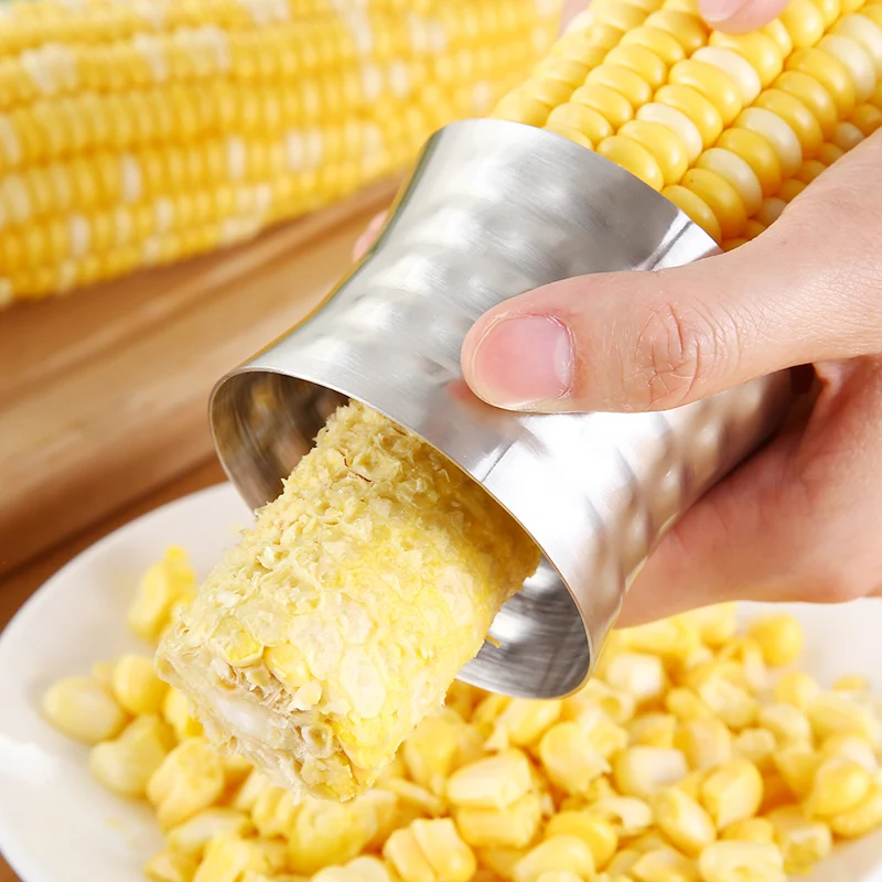 

Kitchen Gadgets Corn Stripper Stainless Steel Corn Cob Peeler Slicer Circular Corn Cutter Scraper Vegetable Tools Peeler Corer