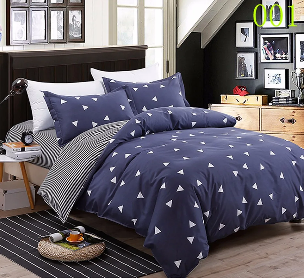 Twin Full Queen Polyester 3/4Pcs Bedding Set Bedroom Bedclothes Home Duvet Cover Quilt Flat Bed Sheets Pillowcase Blue | Дом и сад