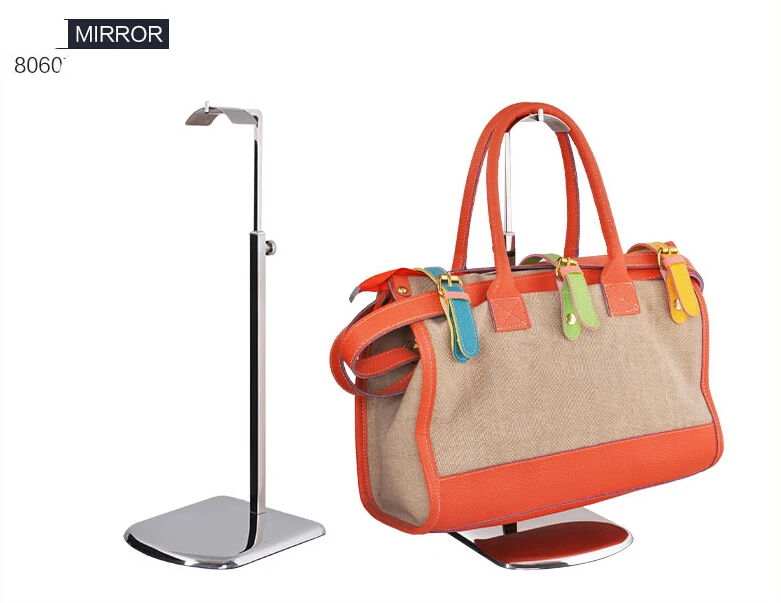 

Free Shipping Mirror Surface Metal Handbag Stand Display Black Adjustable Height Handbag Display Rack Model 8060
