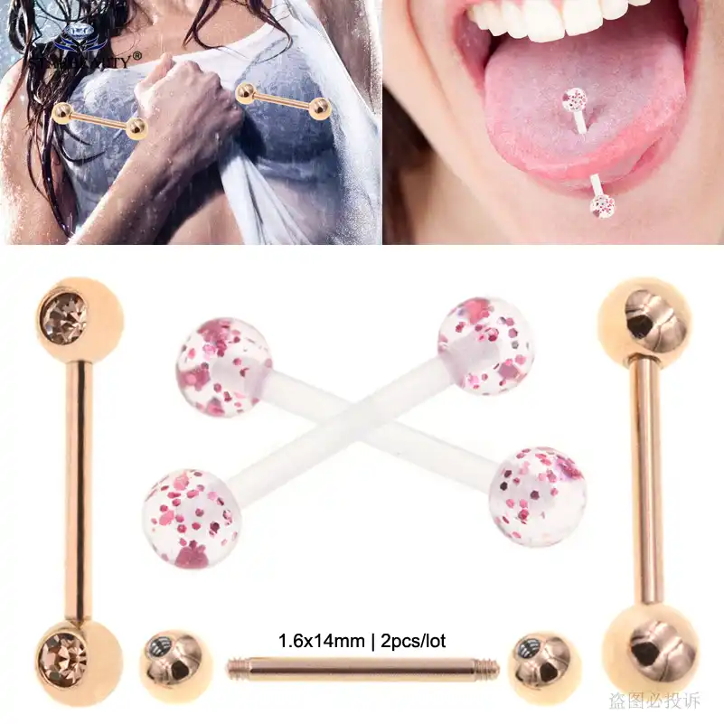 Starbeauty 8pcs Lot Soft Acrylic Barbell Sex Tongue Piercing Tongue