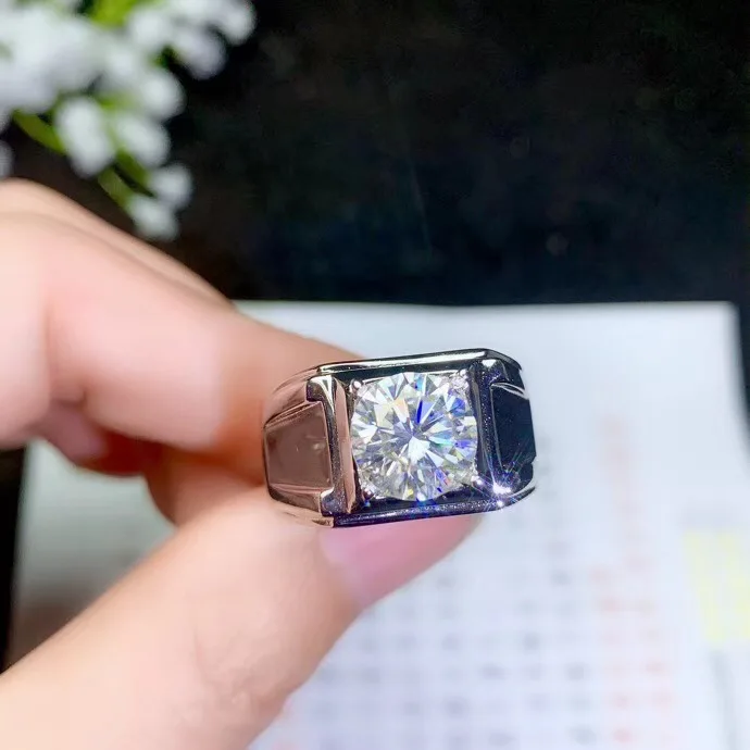 Moissanite для мужчин кольцо, простая атмосфера, новейший дизайн, 925 пробы серебро, белый драгоценный камень цвет, высокая твердость