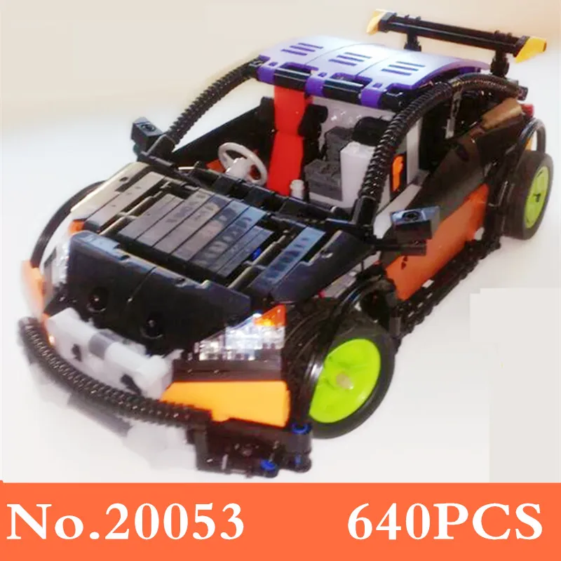 

20053 640pcs Black/Blue Technic Series Hatchback Type RC Car MOC-6604 Building Block Brick Toy XD232