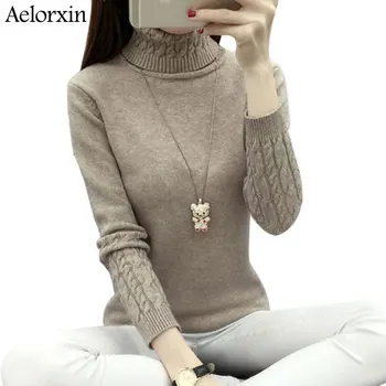 

Aelorxin Women Turtleneck Winter Sweater Women 2019 Long Sleeve Knitted Women Sweaters And Pullovers Female Jumper Tricot Tops