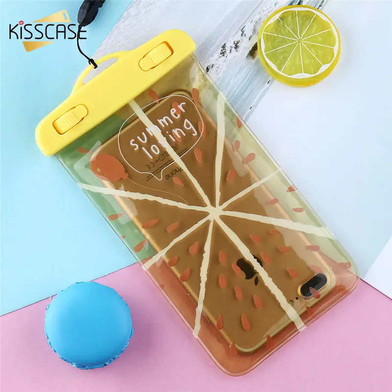 

KISSCASE 5.5 inch Waterproof Case For iPhone 6 6s Plus 7 8 Plus Fruit Pattern Swimming Bag Cover For Samsung A3 A5 A7 2016 2017