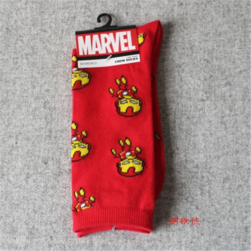 Носки Marvel; носки с героями комиксов; теплые Нескользящие Повседневные Носки с рисунком Железного человека, Капитана Америки - Цвет: iron Man