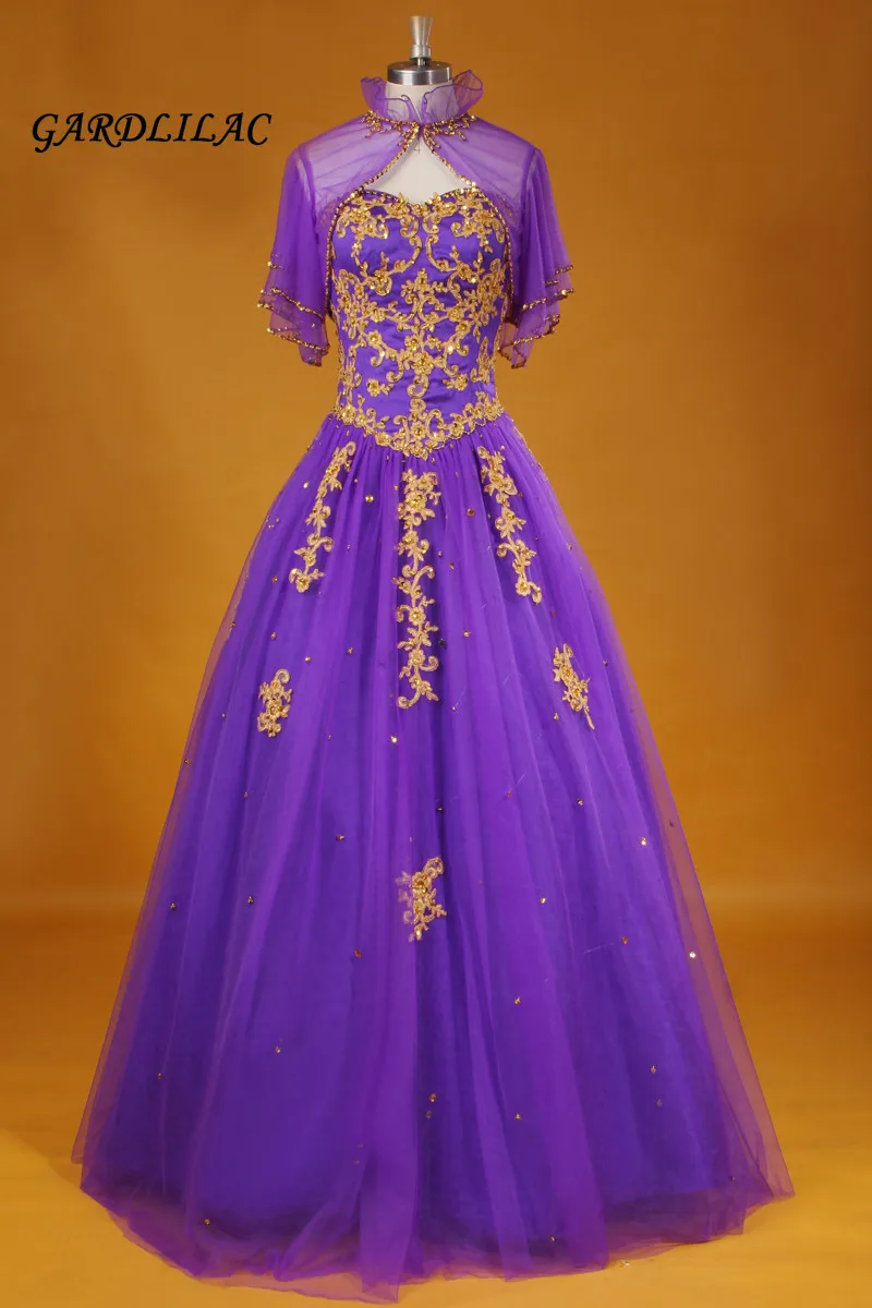 Sweetheart Purple Ball Gown Quinceanera Dresses 2018 Tulle with Gold