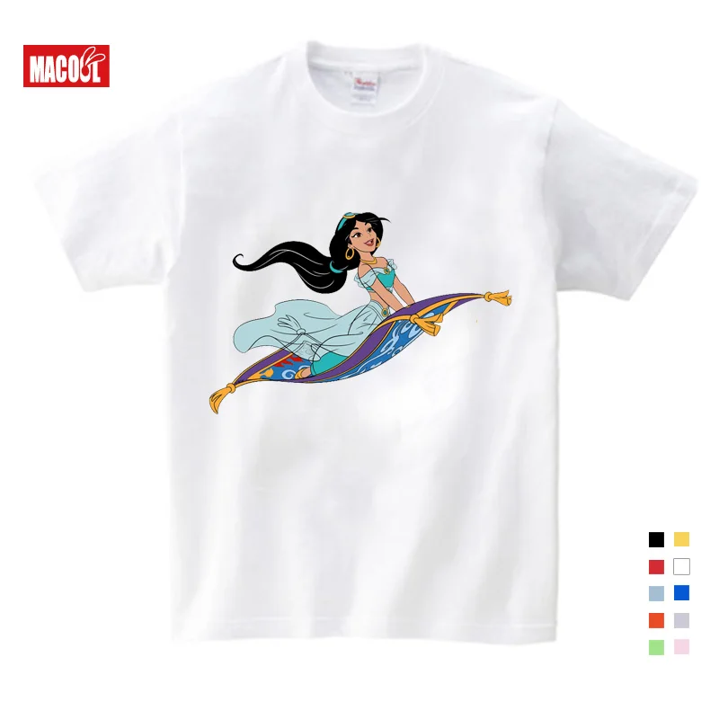 

2019 Princess Print Girls T shirt Cartoon Funny Casual Kids Clothes Summer White Baby T-shirt Kids Birthday Party Top Clothing