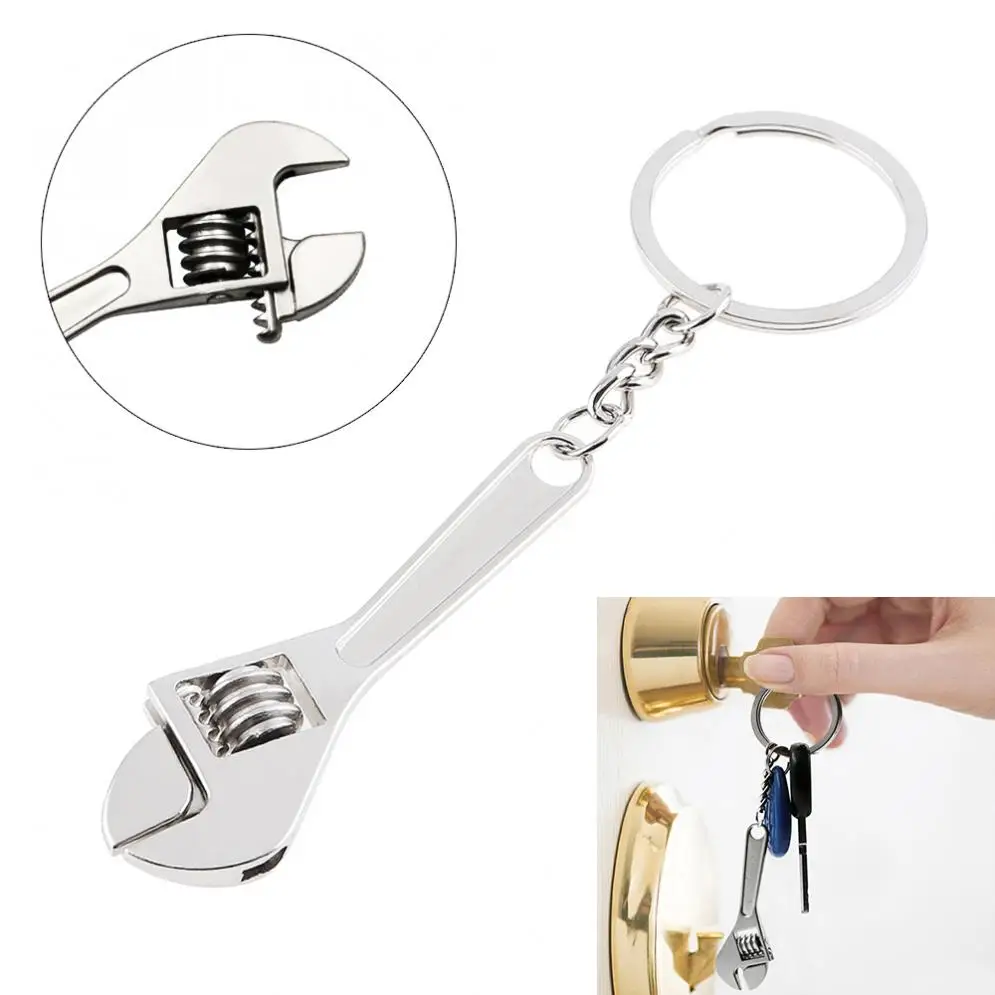 Silver Zinc Alloy Portable Mini Adjustable Wrench Keychain with Chain Decoration for Removing Small Parts | Инструменты
