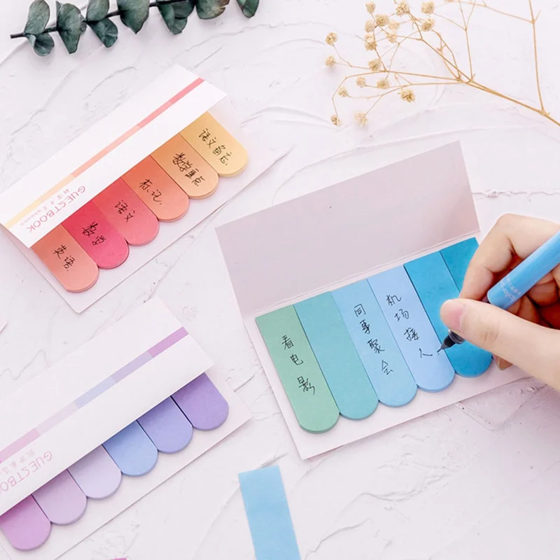 

1PC Mini Gradient Memo Pads Sticky Notes Bookmark Papers Stationery Papelaria Index Paper Sticker School Office Supply