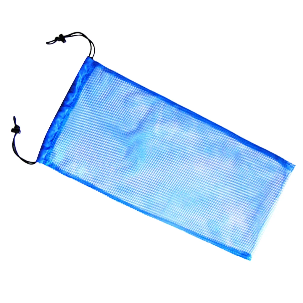 Blue Drawstring Scuba Diving Surfing Snorkeling Mesh Bag Gear Equipment Storage Carry Sack 50 x 23.5 cm