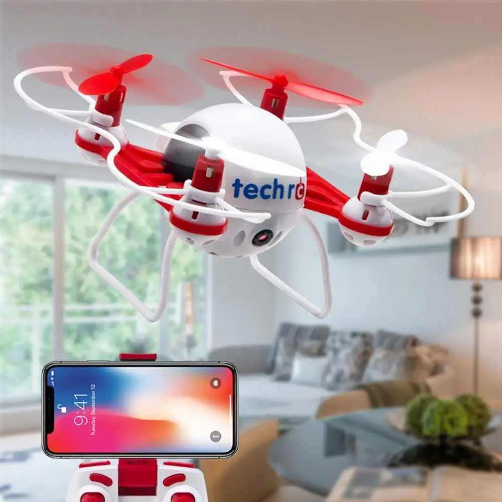 TechRC Nano мини пчела Радиоуправляемый Дрон Quadcopter с HD камера живое видео 2,4 ГГц красный видео 720P HD Запись Headless режим