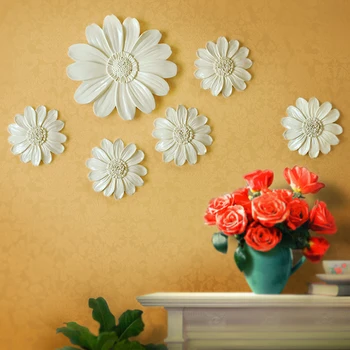 

Modern Resin Flower Wall Hanging Crafts Wall Decoration Pendant Livingroom Porch Shop Background 3D Wall Sticker Mural ornaments