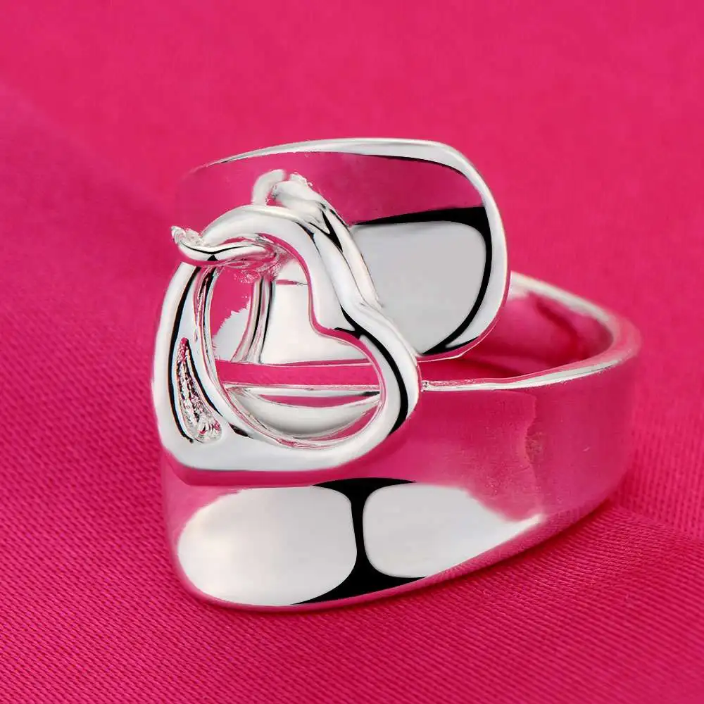 

Resizable men Wholesale 925 jewelry silver plated ring fashion jewelry Ring for Women love heart cool Rings JZ-AR275
