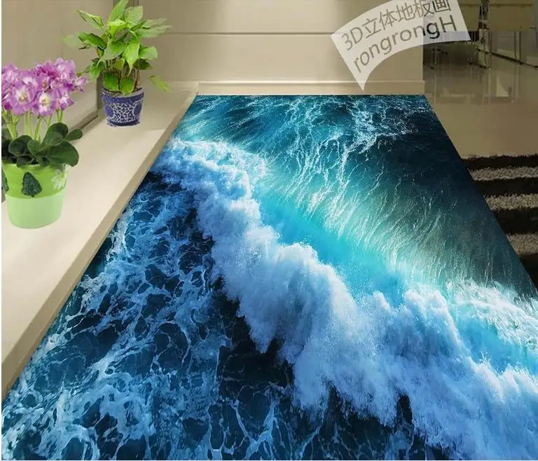 3d Lantai Tahan Air Mural Wallpape Musim Panas Gelombang 3d 3d Lantai Tahan Air Mural Wallpape Musim Panas Gelombang 3d