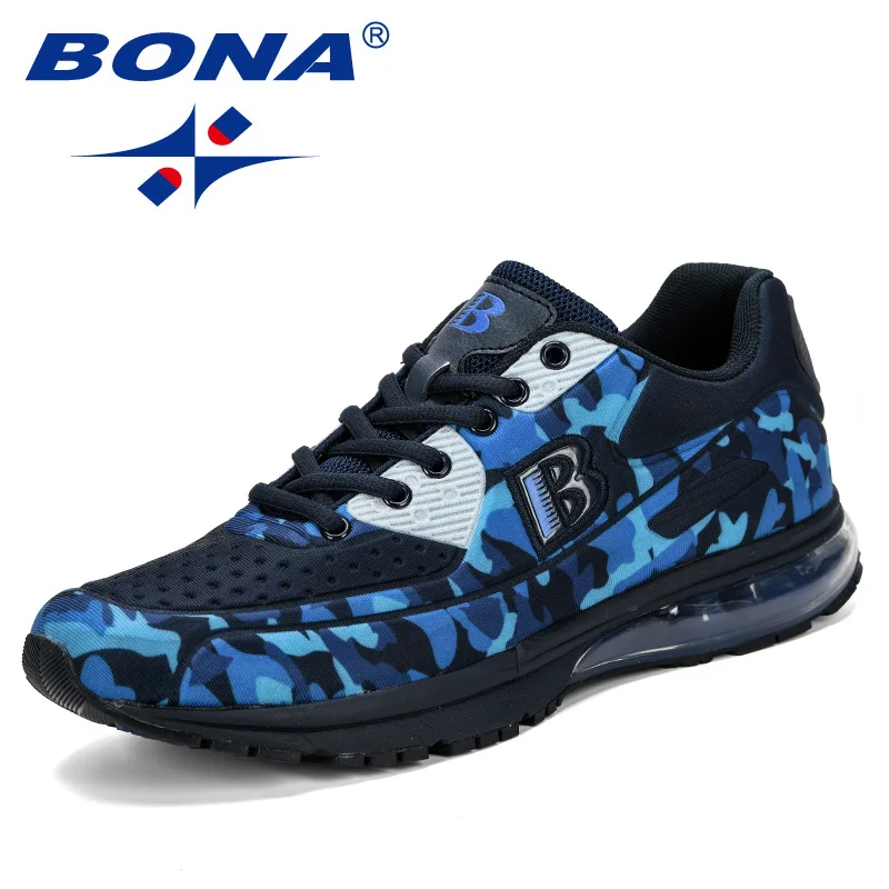 

BONA Breathable Men Casual Shoes Korean Tide Camouflage Lace Up Fashion Mesh Zapatillas Lightweight Sneakers Platform Trendy