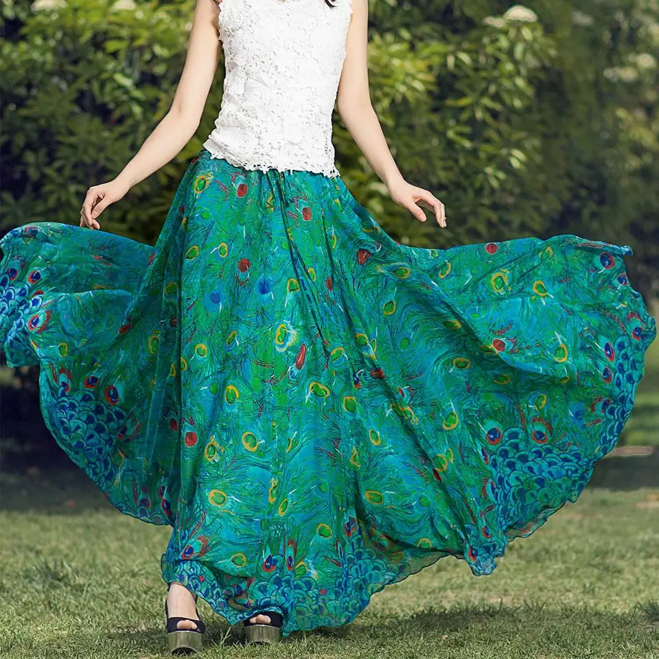 maxi plus size chiffon skirts