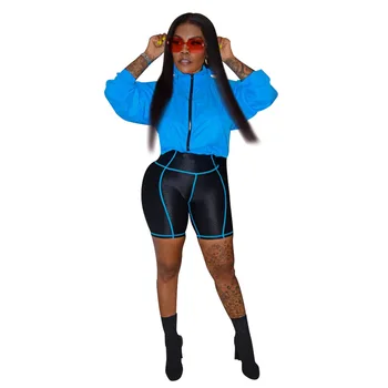 

2019 Women Casual Long Sleeve Crop Top And Shorts Suit 2 Piece Set 2019 Summer Sexy Sportswear Solid Outfits