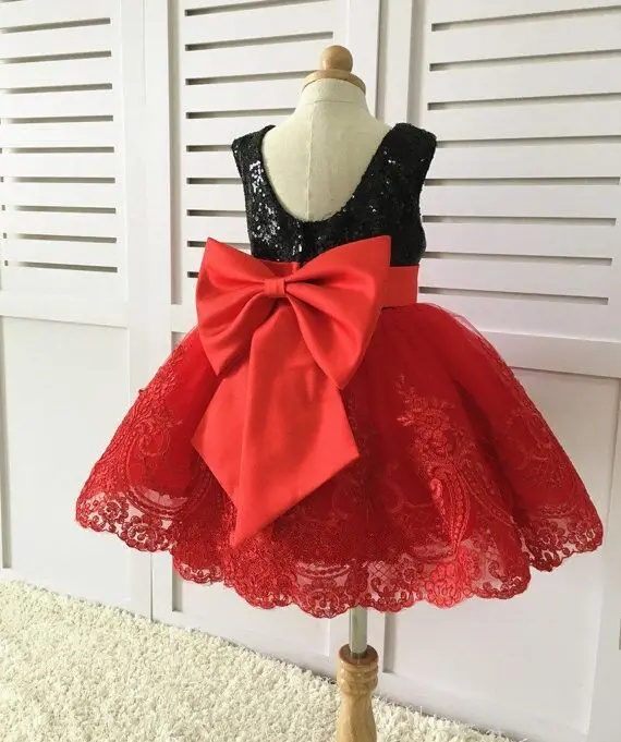red and black little girl dresses