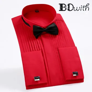 

Men 100% Lucky Red Cotton Long Sleeved Shirt Slim Fit Male Social Business Dress Work Shirt Men Business Shirts Formal 4XL