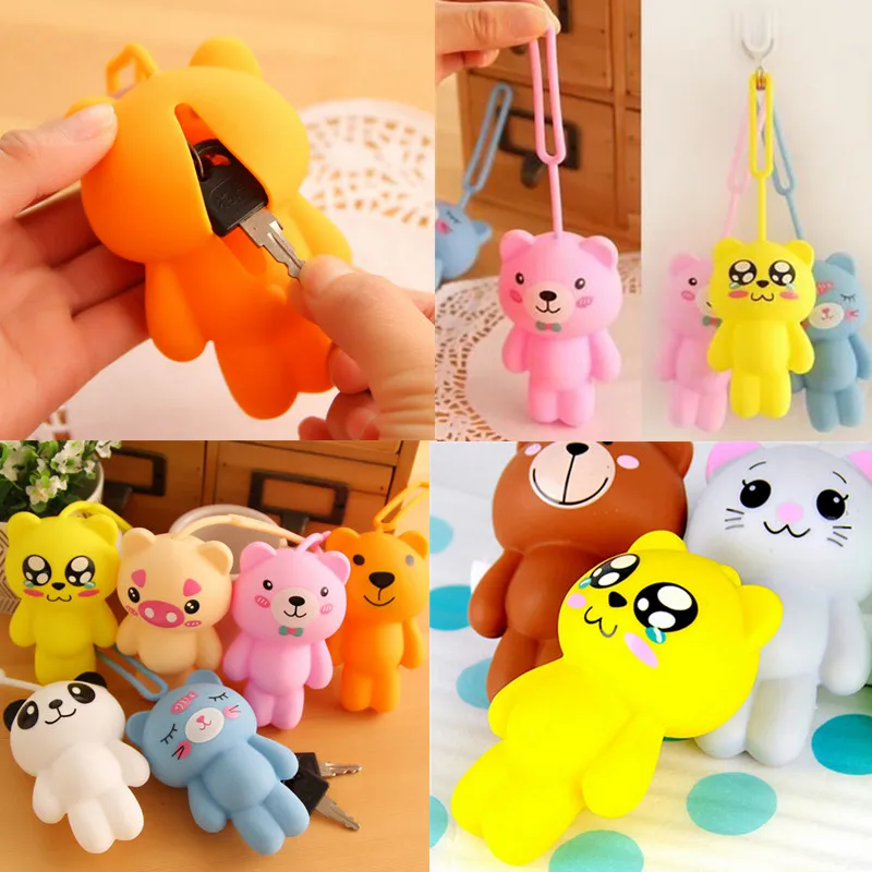 

Multifunction Cute Animal Silicone Rubber Creative Key Wallets Bag Holder Housekeeper Unisex Portable Key Case Christmas Gift