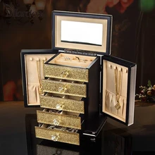 2017 Mordoa Promotion Jewelry Display Case Necklace Earring Holder Box Gift For Women Train Case New Jewelry Organizer Box