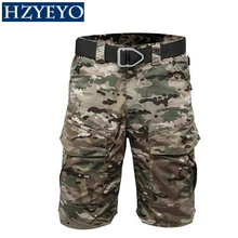 Hzyeyo Для мужчин Пеший Туризм карго шорты летняя верхняя одежда, Военный стиль, с несколькими карманами, свободные, с застежкой-молнией, с камуфляжным принтом, дышащая, D201