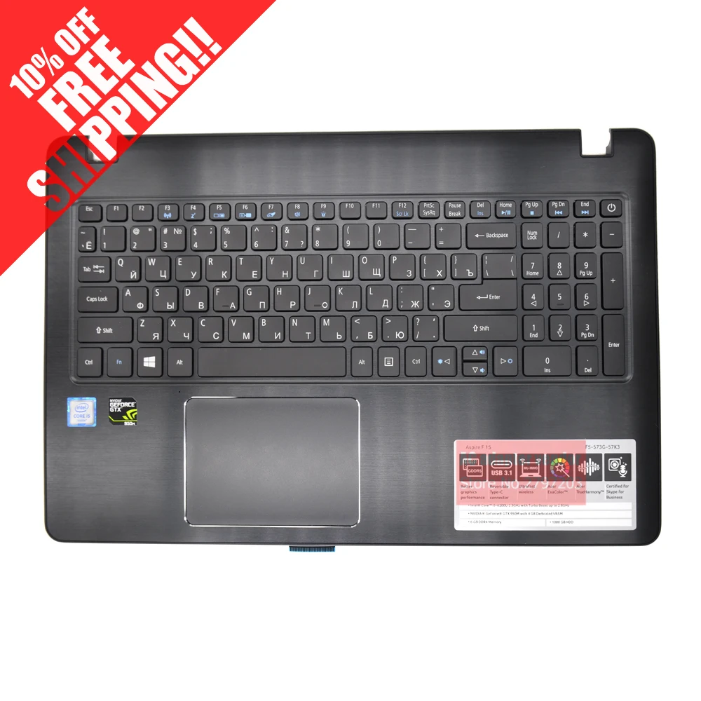  FOR ACER F5-573G F5-572G E5-573G 573 532G 557U V5-591 keyboard with touchpad plamrest backlit RU Ru