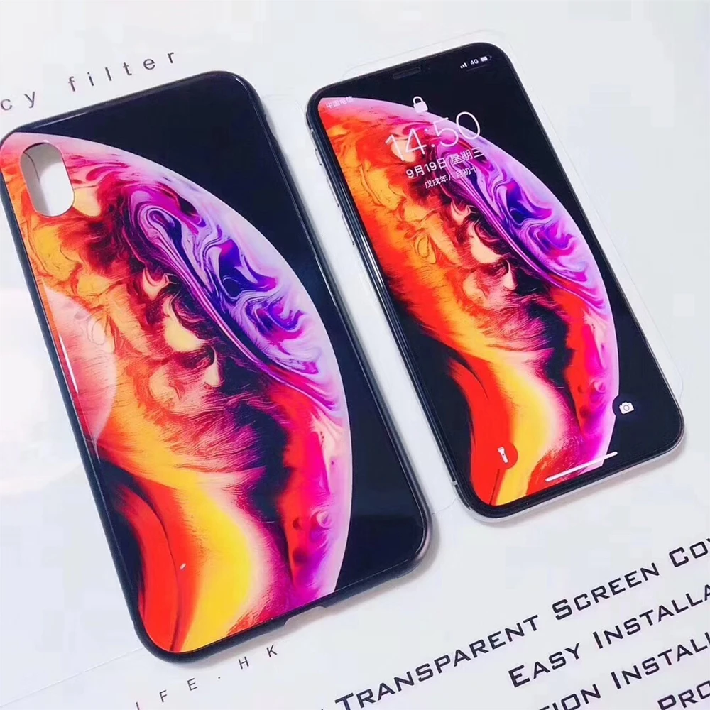 For iPhone XS Max Case Star Space Tempered Glass Back Cover Protective Fundas XR Coque |