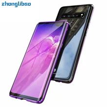 Встроенный магнитный адсорбционный металлический чехол для samsung S10 5G S9 S8 Plus S10e Note 9 8 переднее заднее стекло полная защита корпуса