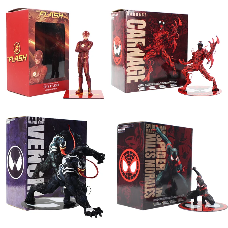 Фигурки героев мультфильма ARTFX Justice League The Flash Carnage Venom Black Spiderman Miles Morales, подарок для детей|Игровые фигурки и трансформеры| | АлиЭкспресс