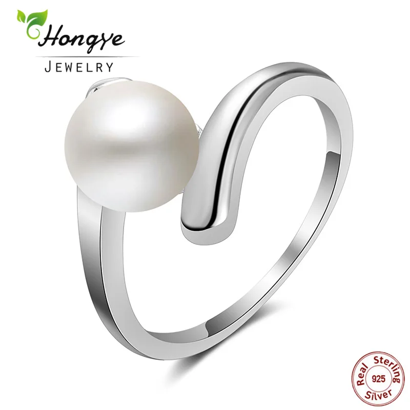 

Hongye High Quality 925 Sterling Silver Natural Freshwater Pearl 2017 New Fashion Jewelry Vintage Women Wedding Rings Gifts