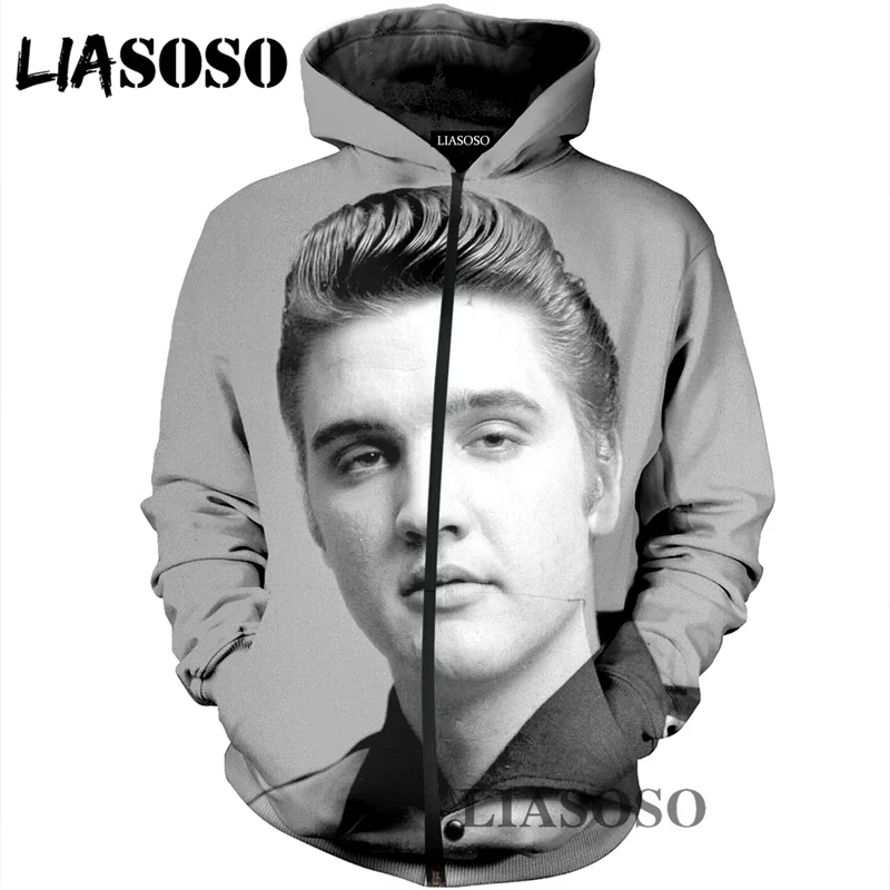 LIASOSO 3D принт для женщин и мужчин Elvis Presley King of Rock толстовки с капюшоном