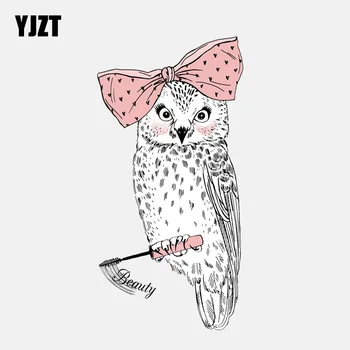

YJZT 7CM*14CM Beauty Owl With Bow PVC Motorcycle Car Sticker 11-01348
