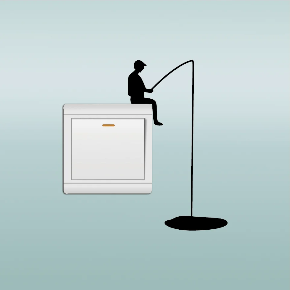 Creative Man Fishing Silhouette Light Switch Sticker Cartoon Vinyl Wall Sticker Home Decor Creative Man Fishing Silhouette Light Switch Sticker Cartoon Vinyl Wall Sticker Home Decor