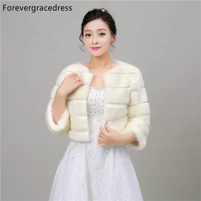 Disc Forevergracedress Winter Season Faux Fur Wedding Wrap Bolero Jackets Bridal Coat Cape Cloak Shawls Scarves In Stock